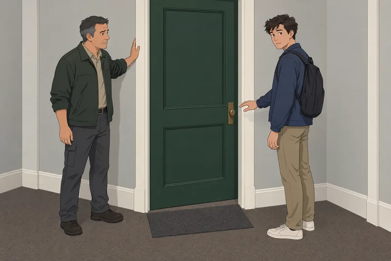 Escena de habilidades para leer una puerta abierta.