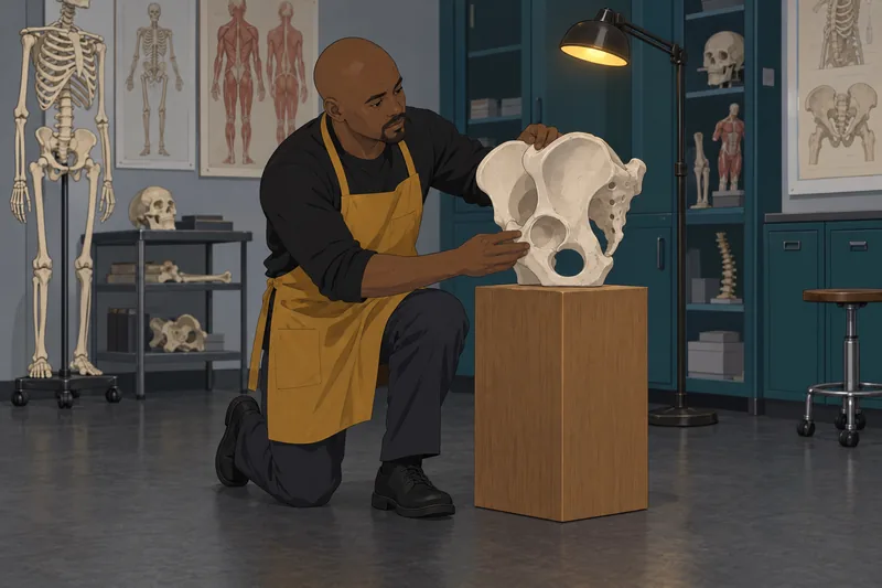 Bone Landmarks Quiz shows pelvic model practice.