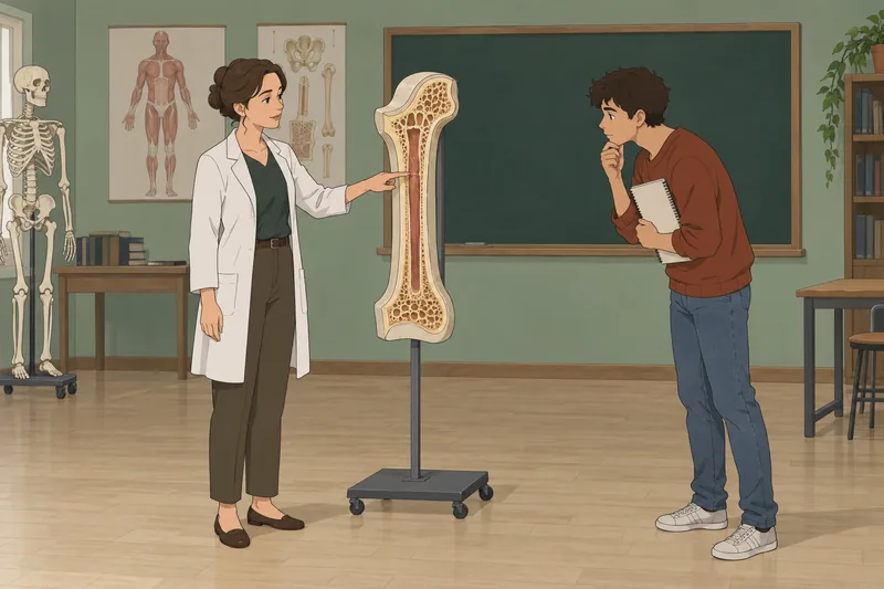 Bone Tissue Quiz shows a classroom bone model.