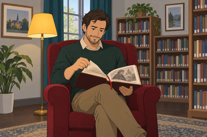 Book Boyfriend Quiz: a reader studies a novel.