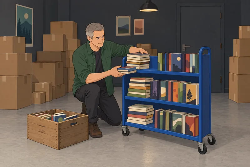 Book Genre Quiz shows a bookseller sorting books.