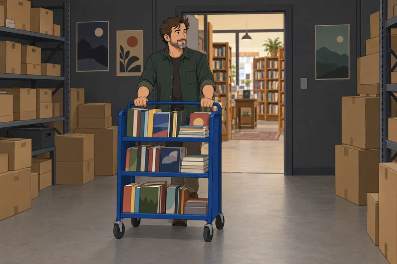 Quiz de géneros muestra un librero ordenando libros.