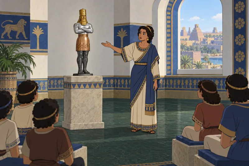 Book of Daniel symbols in a palace classroom.