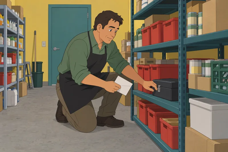 Bookkeeping Quiz: manager secures a cash box.