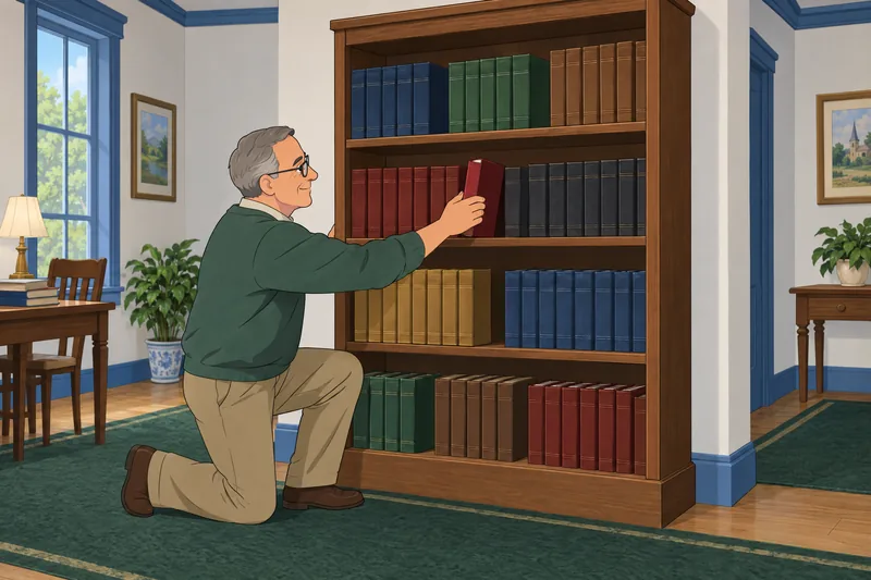 Books of the Bible quiz reaches a bookshelf.
