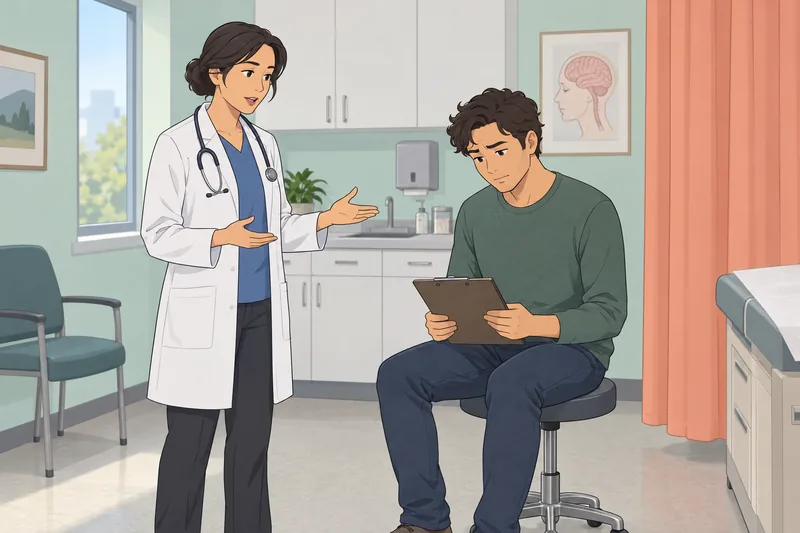 Brain Fog Quiz: patient reviews a checklist.