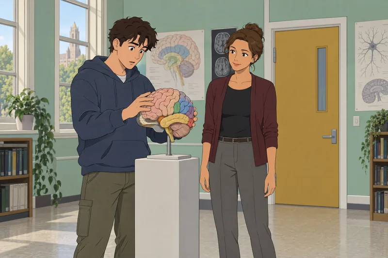 Esta escena muestra un cuestionario sobre el cerebro.
