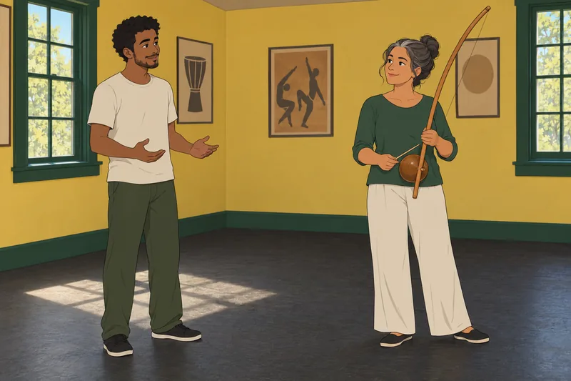 Escena: cuestionario sobre Brasil y un berimbau.