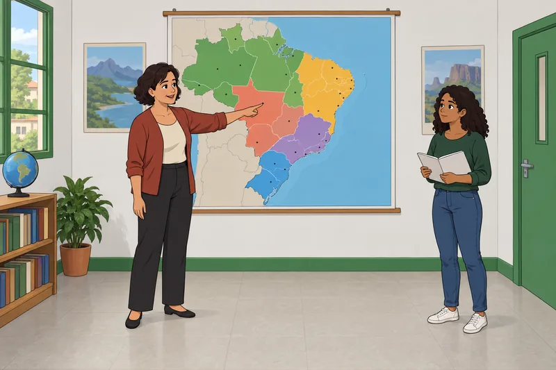 Brazil States Quiz map lesson shows regional recall.