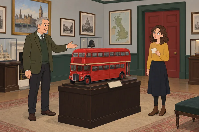 British Quiz shows a guide presenting a bus.