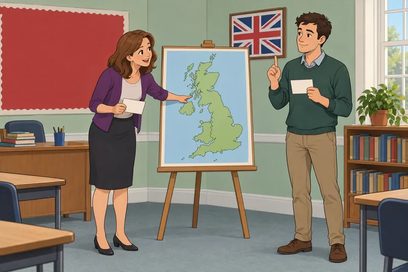 cuestionario sobre cultura muestra un mapa británico.