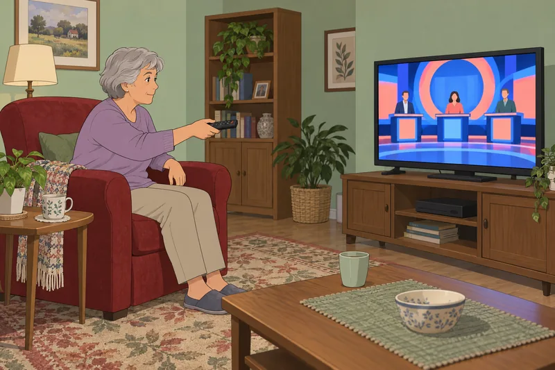 British Quiz Shows fill a quiet living room.