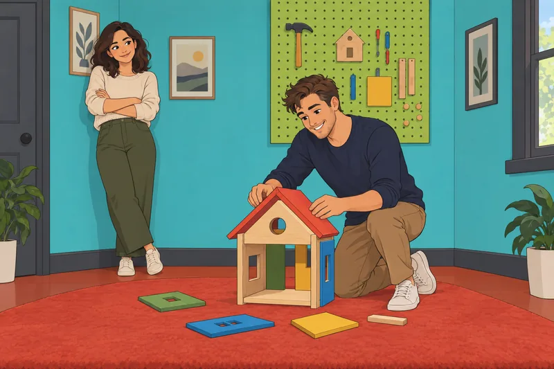 Build a Boyfriend beside a wooden model.