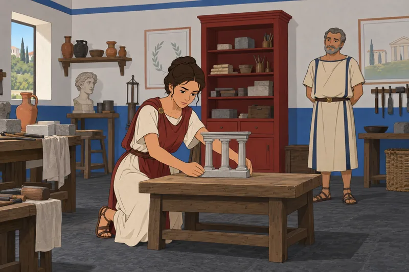 Camp Half-Blood or enters a Roman craft workshop.