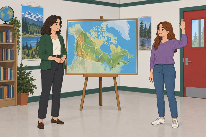 El cuestionario sobre las muestra un mapa canadiense.