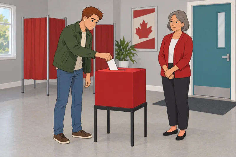 Canada Citizenship Quiz near a ballot box.