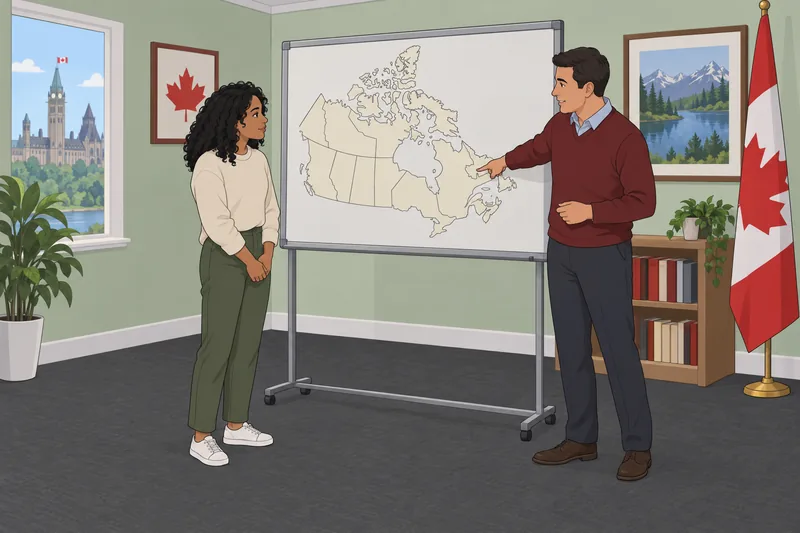 Canada Citizenship Quiz in a civic classroom.