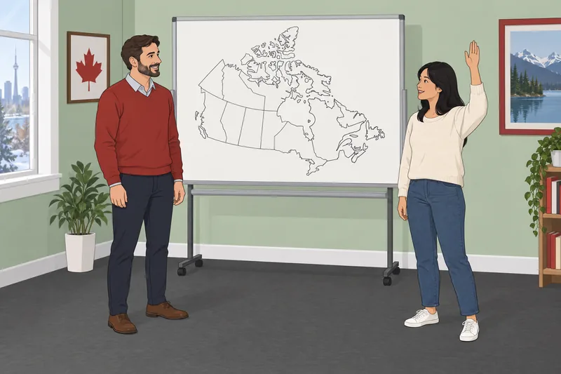 El cuestionario sobre la ciudadanía canadiense en clase.