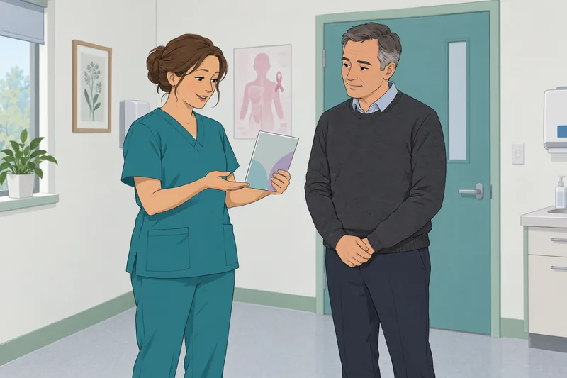 Cancer Quiz in a clinic shows screening.