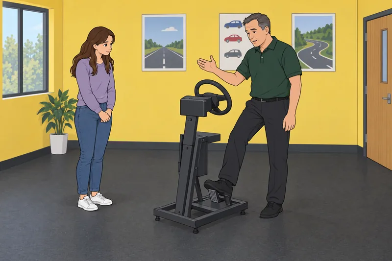 Car Quiz presents an instructor demonstrating safe braking.