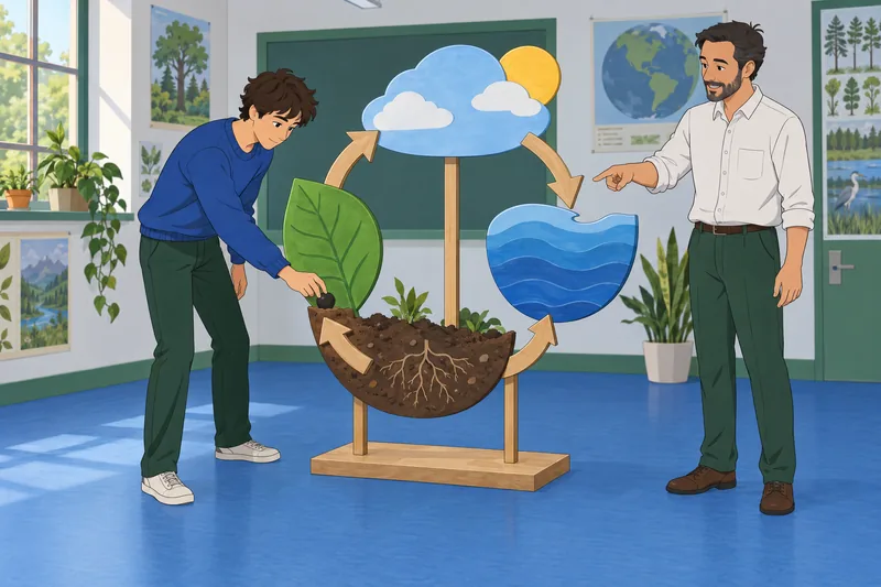 Carbon Cycle Quiz shows a student tracing carbon.