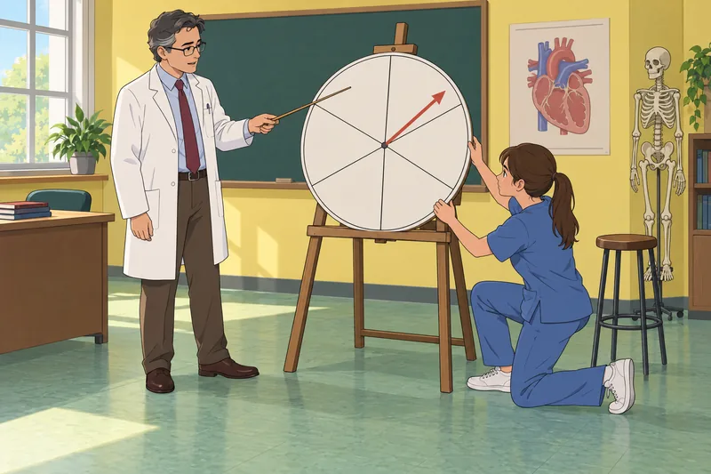 Cardiac Axis Quiz: Instructor explains a reference wheel.