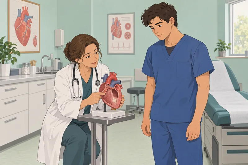 El cuestionario de patología muestra un modelo cardíaco.
