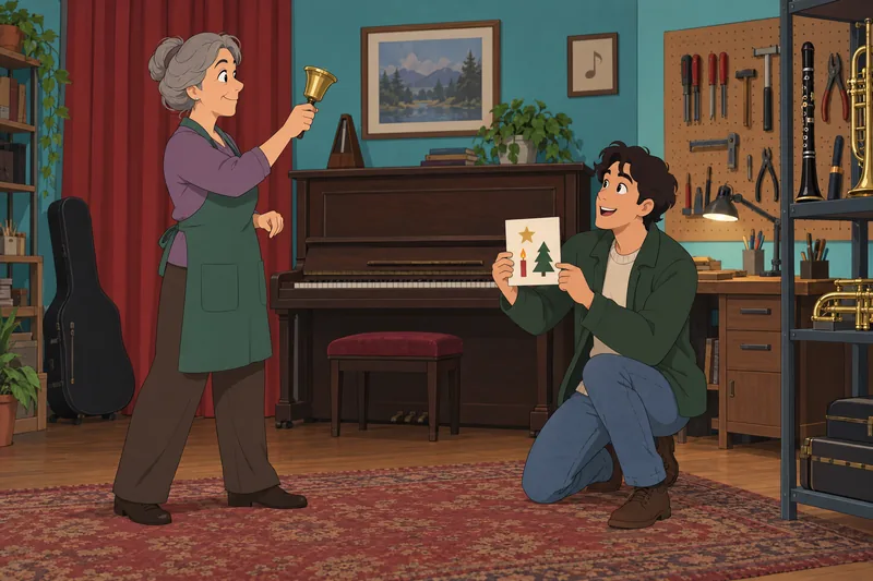 Carol Quiz shows a bell clue sparking recognition.