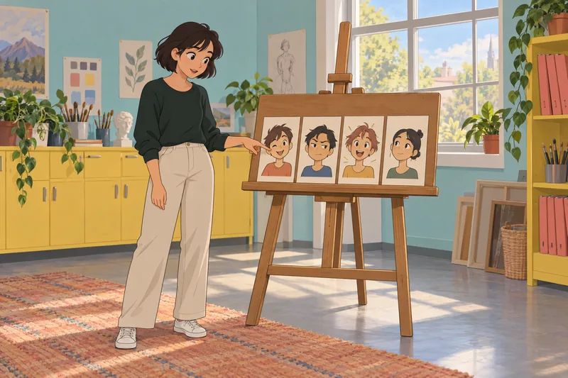 Cartoon Character Quiz appears in a colorful classroom.