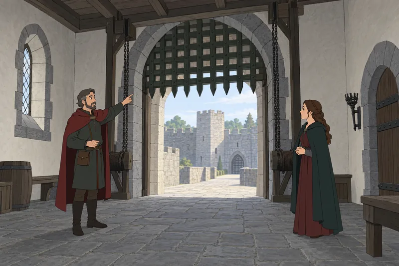 Castle Quiz shows a gatehouse defense.
