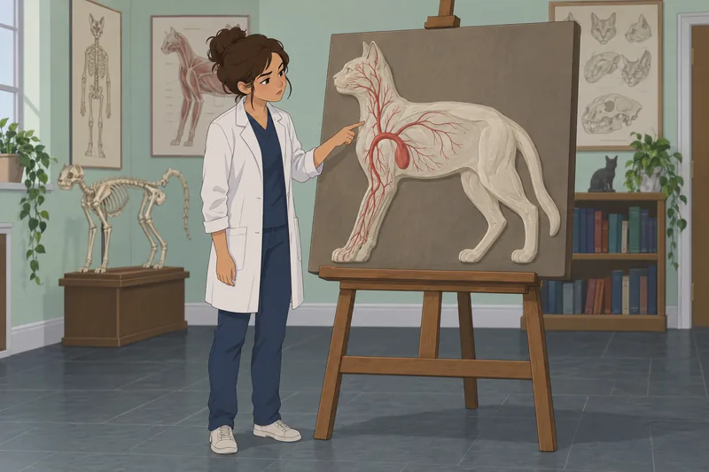 Cat Arteries Quiz shows a student tracing vessels.