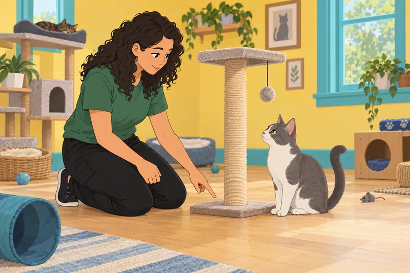 Quiz de gatos muestra un rascador.