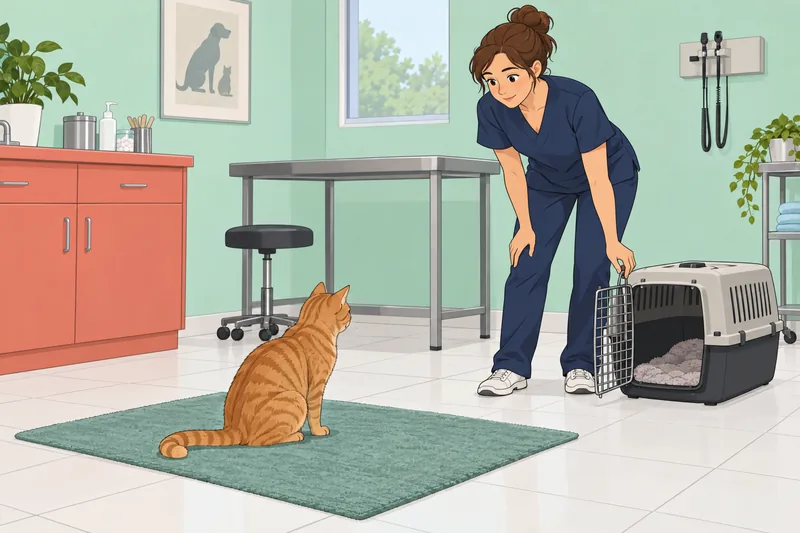 Quiz de gatos: un gato observa la clínica.