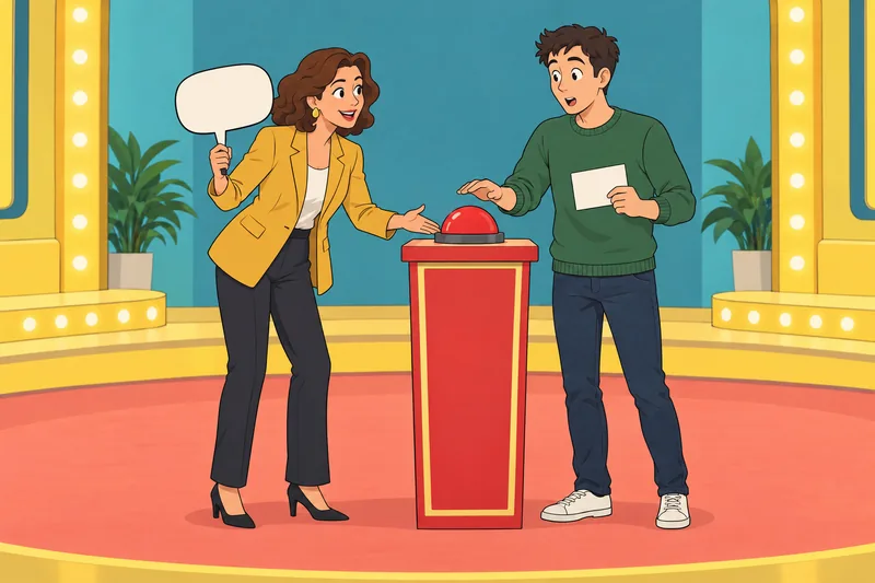 Catchphrase Quiz appears in a lively game-show studio.
