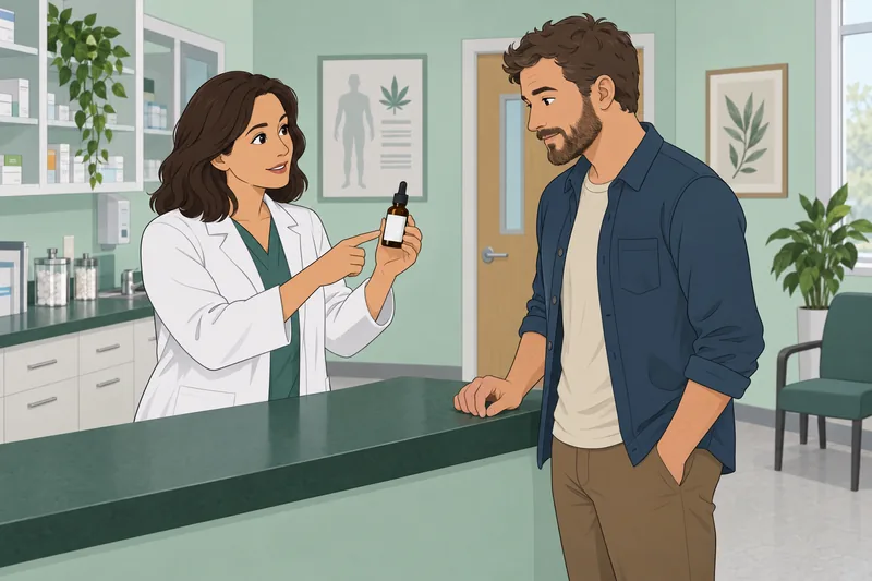 CBD Quiz in a clinic label discussion.