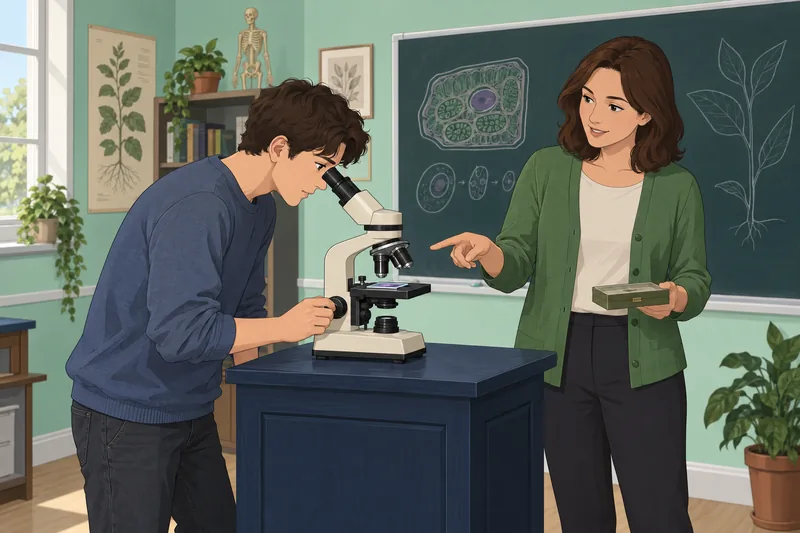 Cell Tissue Quiz shows a microscope lesson.