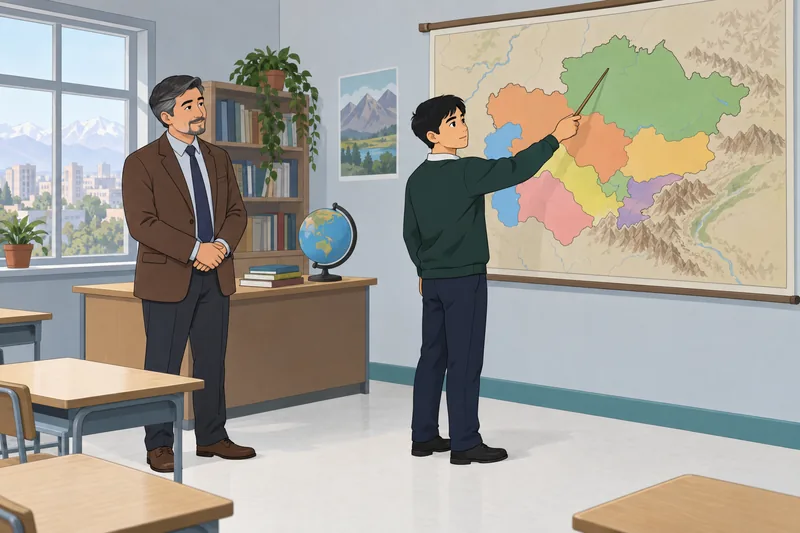 Central Asia Map in a painted classroom.