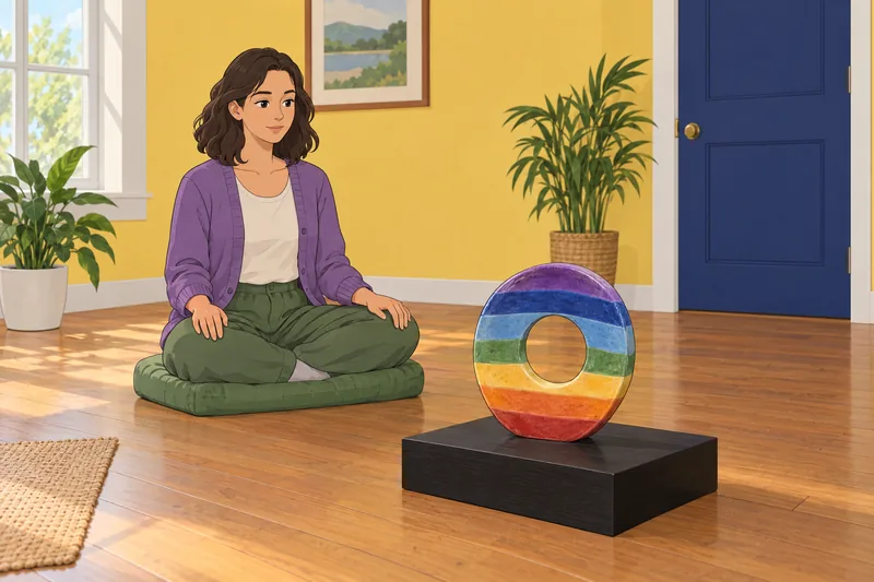Chakra Test centers on a ceramic color sculpture.