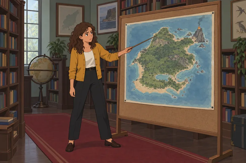 Chapter 6 Quiz: student studies an island map.