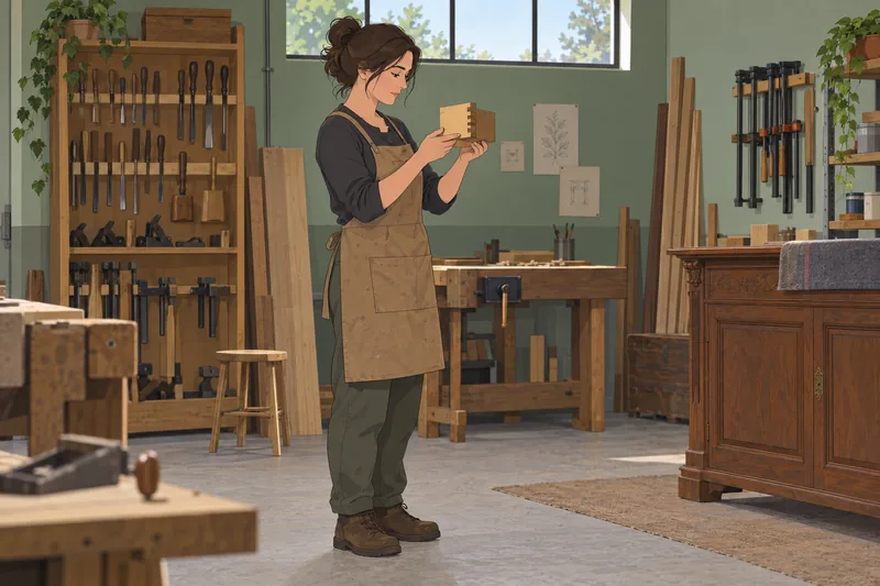 Character and Profession appear in a woodworking workshop.