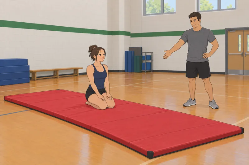 cuestionario de cheerleading: atleta inicia un rodamiento controlado.