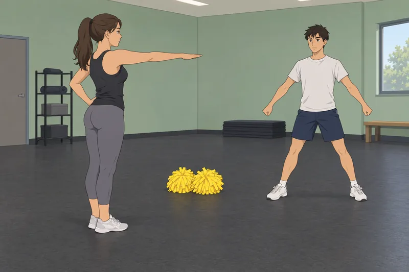 cuestionario de cheerleading muestra brazos en V.
