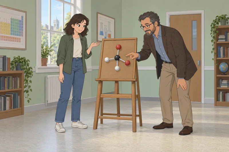 El cuestionario sobre enlaces muestra un modelo molecular.