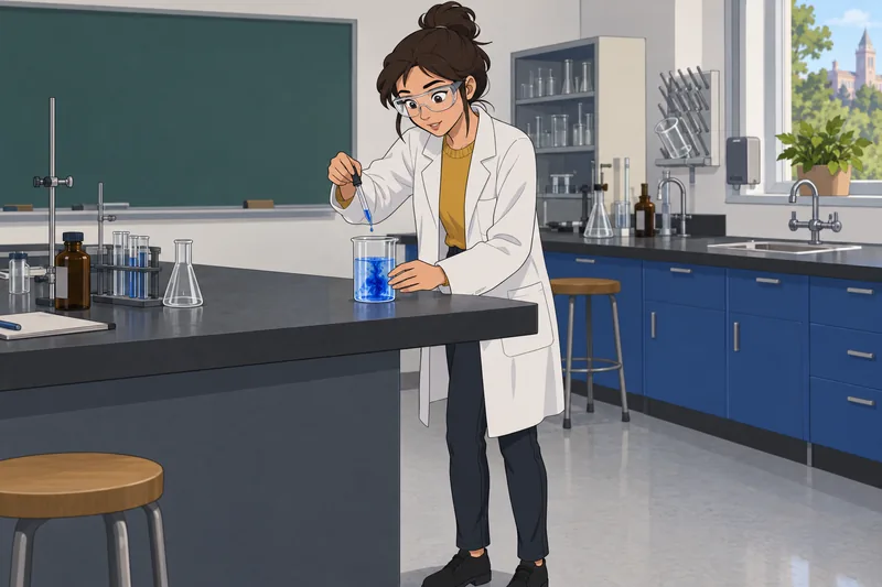 Chemical Reactions Quiz shows a careful experiment.