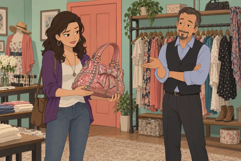 Cheugy Quiz shows a dated embellished tote.