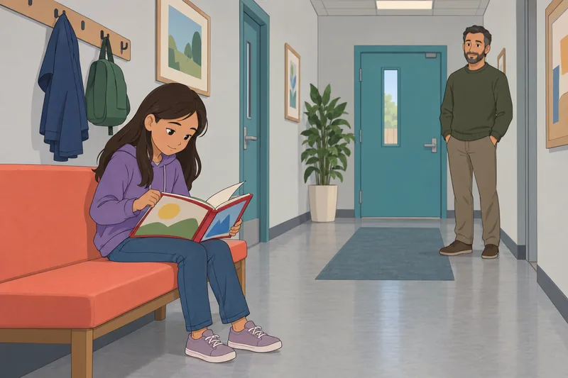 Cuestionario infantil de: una niña lee tranquila.