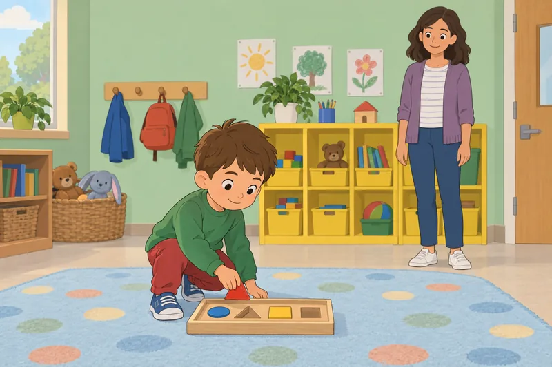 Child Personal Maturity: a child sorts blocks.