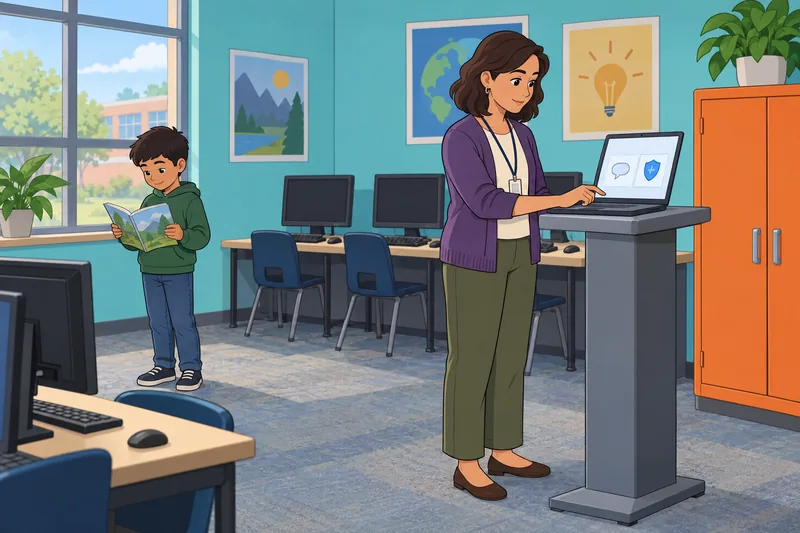Child Safety Quiz shows safe online reporting.