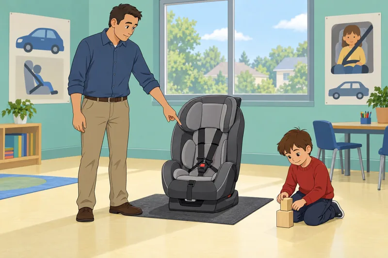 Child Safety Quiz shows a car-seat check.