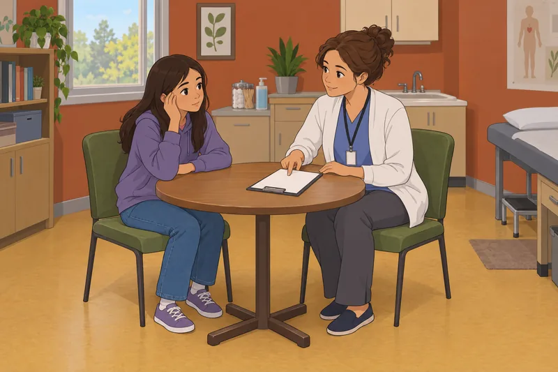 Children's Somatic Symptom discussion with a nurse.